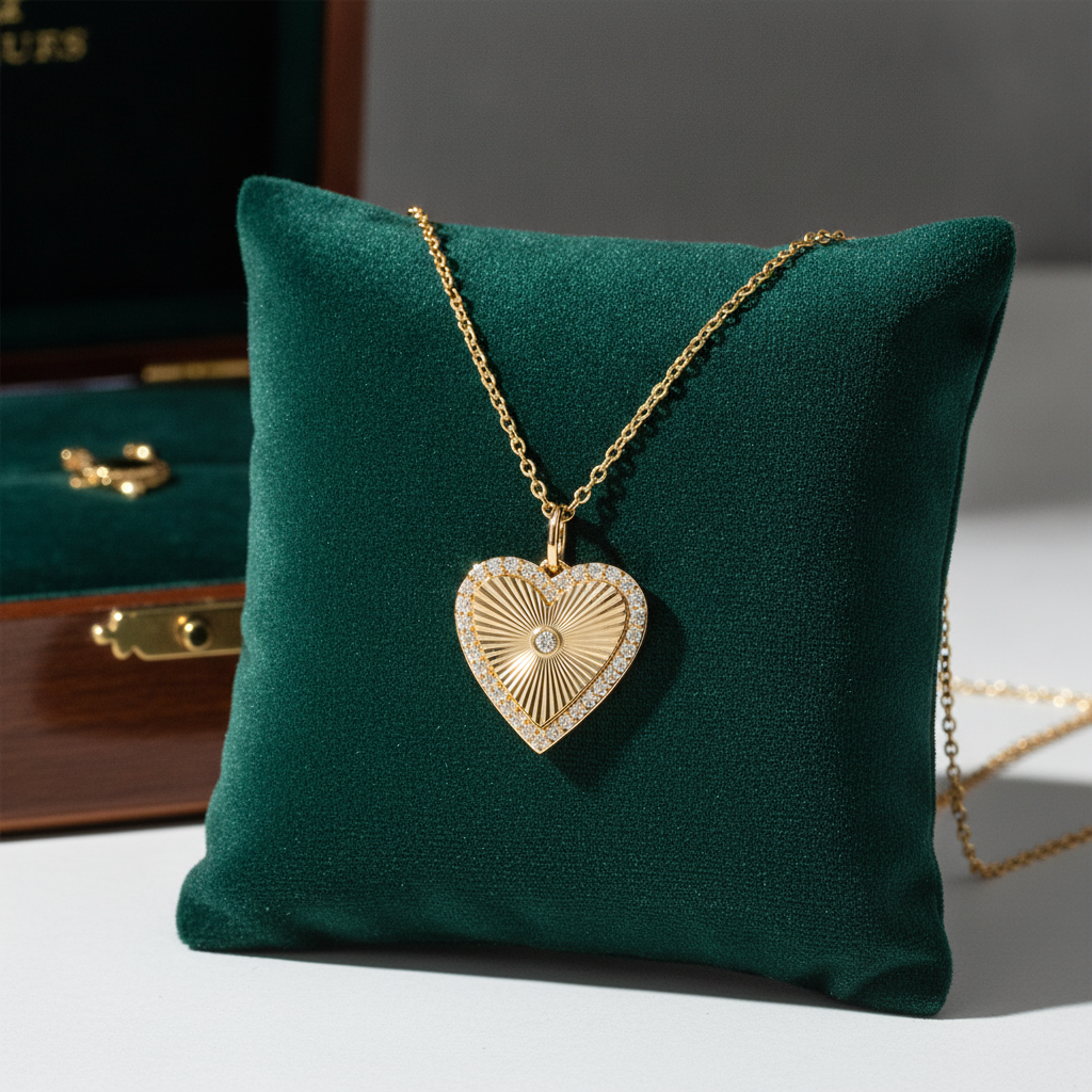 PHD38854. 14K Solid Gold Diamond Heart Shape Necklace