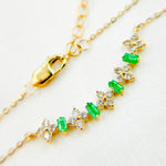 Load image into Gallery viewer, 14K Solid Gold Diamond and Gemstone Flower &amp; Baguette Necklace. NFE71566
