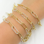 Load image into Gallery viewer, Paperclip Diamond Cut Gold Plated &amp; Silver Link Chain