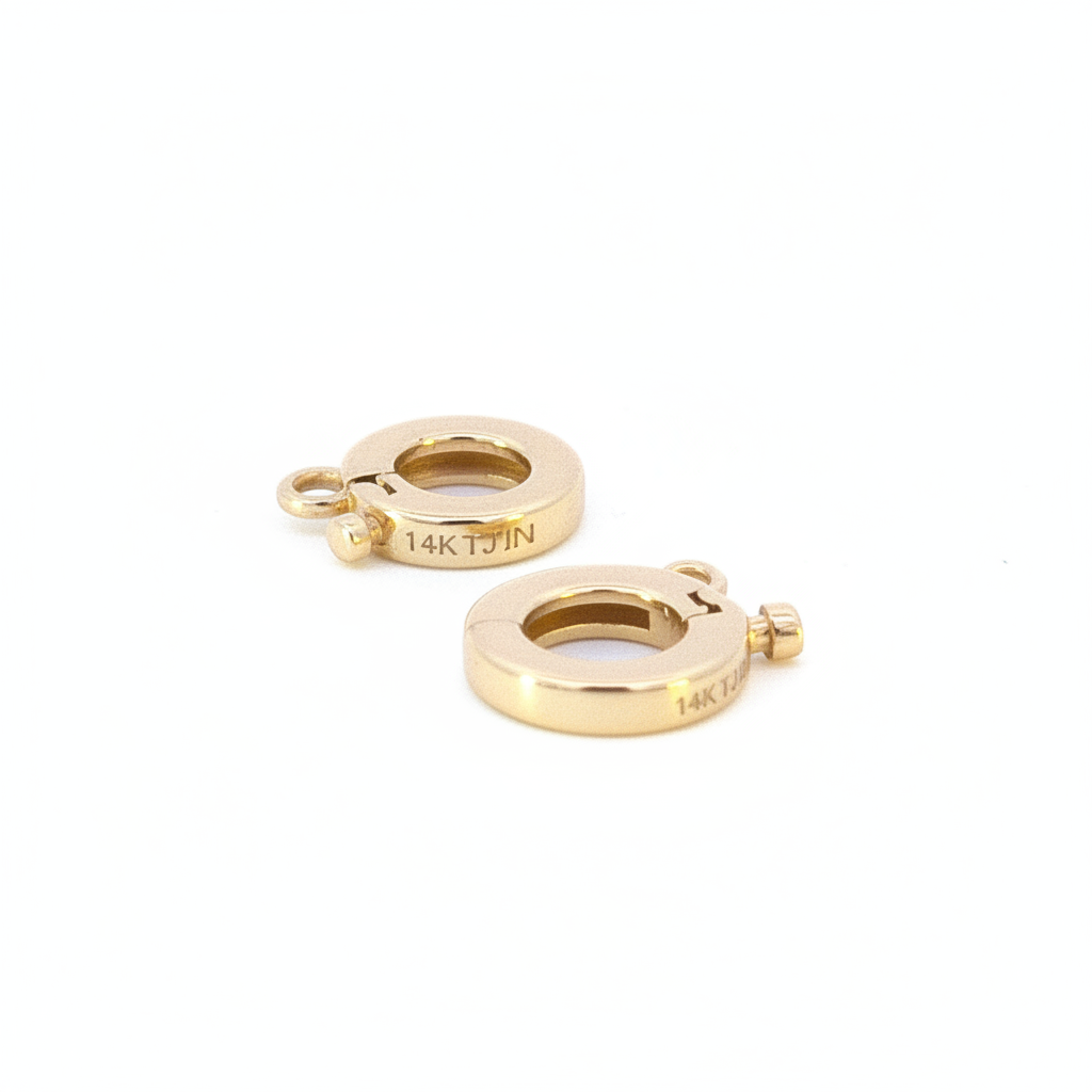 FND001. 14K Solid Gold Fancy Spring Ring