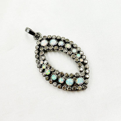 DSP041. Diamond Silver Gemstone Leaf Pendant
