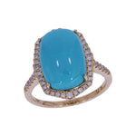 Load image into Gallery viewer, CR97302TQ14X10. 18K Solid Gold Diamond &amp; Turquoise Ring