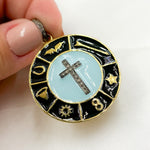 Load image into Gallery viewer, DP529A. Diamond Sterling Silver Round Cross Enamel Pendant
