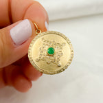 Load image into Gallery viewer, 14K Solid Gold Diamond and Gemstone Round Charm. GDP245
