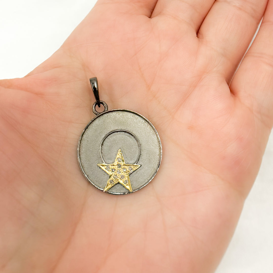 Silver Rounded Star Buy Diamond Sterling Silver Round Star Pendant