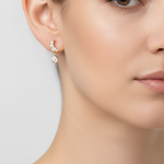 Load image into Gallery viewer, EFB54156. 14K Solid Gold Diamond Moon Studs Earrings