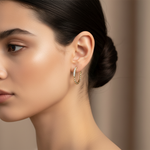 Load image into Gallery viewer, EHC56711. 14K Solid Gold Diamond Hoop Earrings