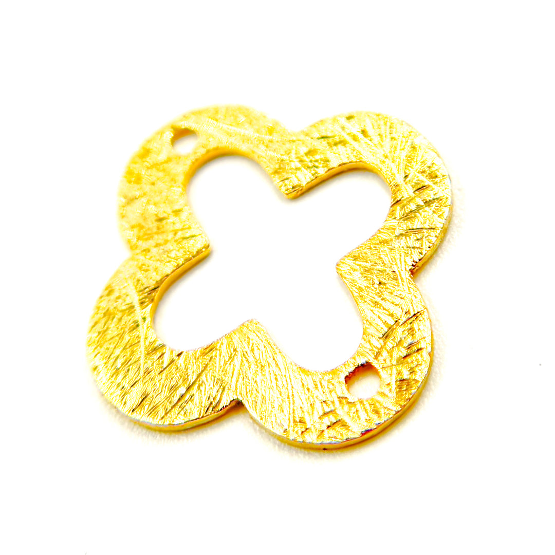 GPBS17. 15mm Gold-plated Sterling Silver Brushed Flower Connector