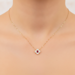 Load image into Gallery viewer, NT404984. 14K Solid Gold Flower Solitaire Tiny Necklace