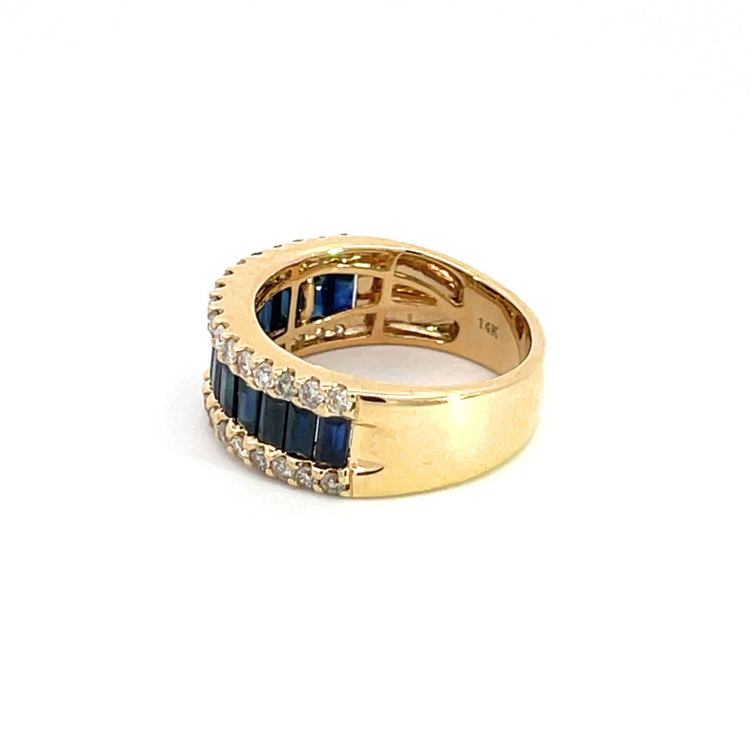 14k Solid Gold Blue Sapphire and Diamond Eternity Band Ring. RFO17259BS