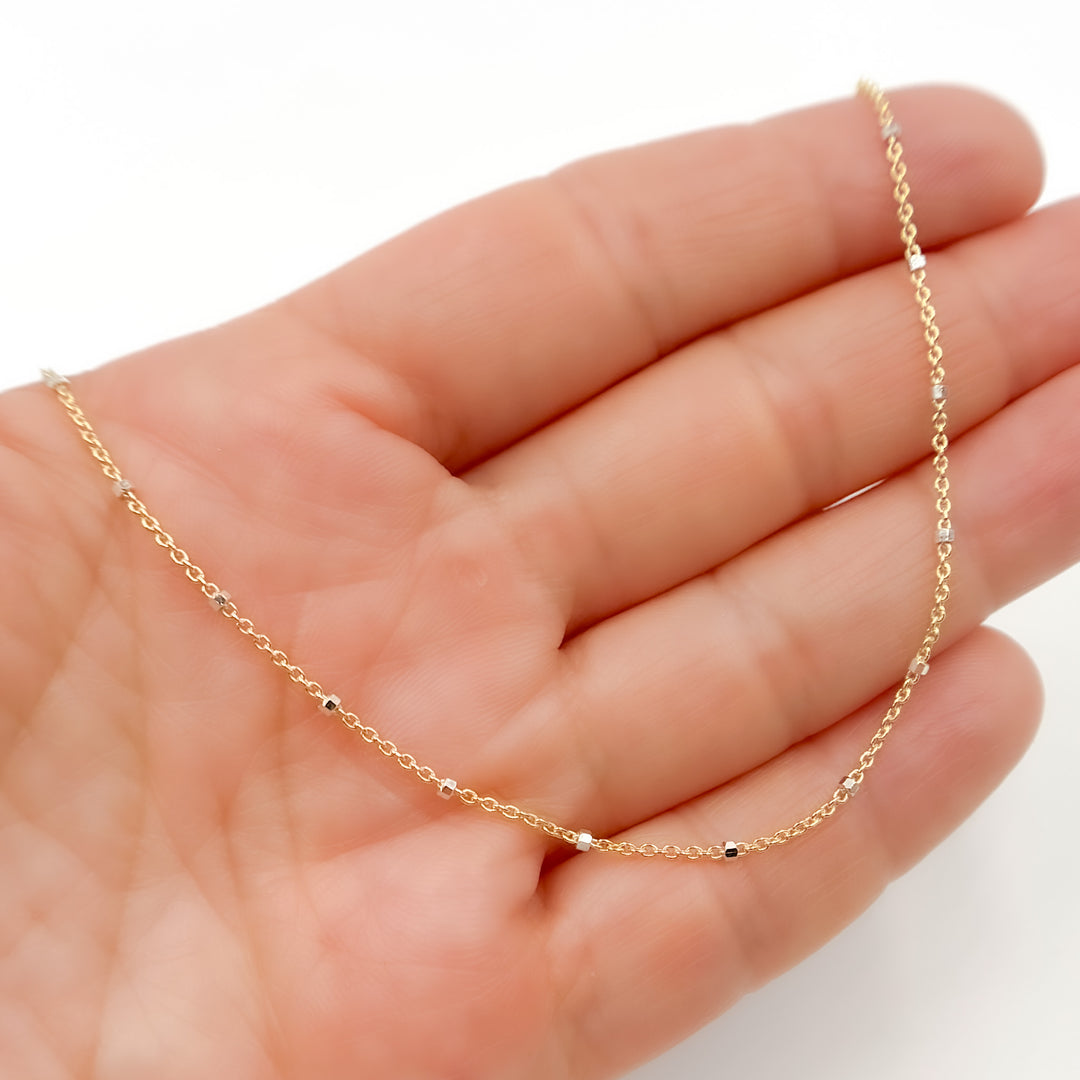 Gold Plated Sterling Silver Chain with Silver Cubes