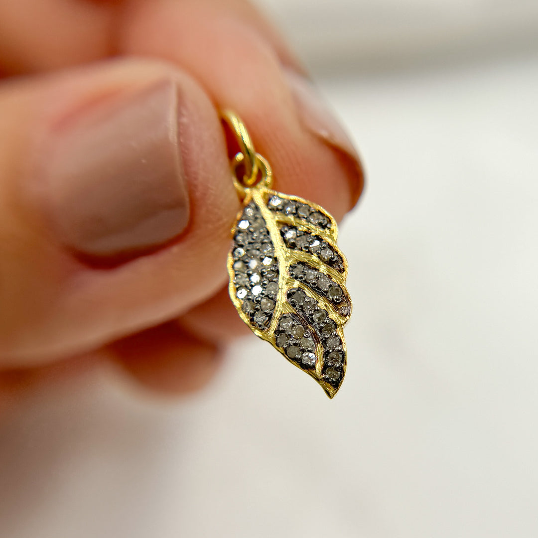 DC444. Diamond Sterling Silver Leaf Charm