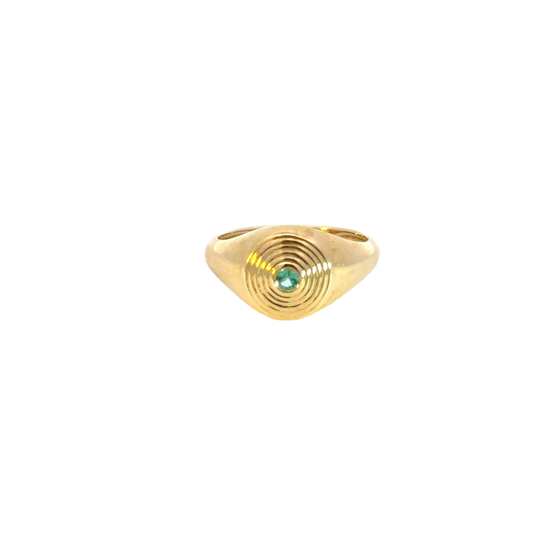 14K Solid Gold Emerald Circle Ring. RFZ17977EM