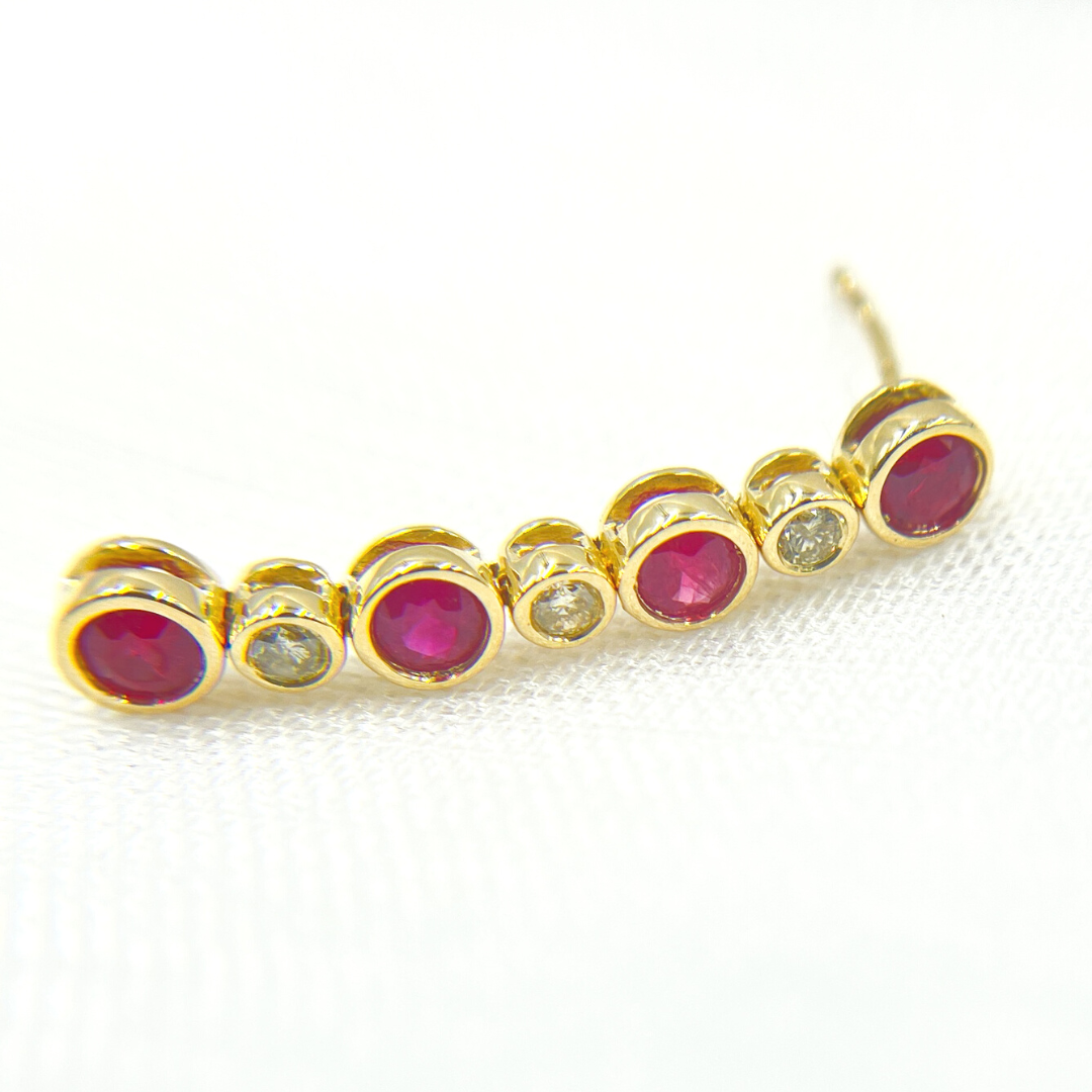 14K Solid Gold Diamond & Ruby Dangle Earrings. EFD52175RU