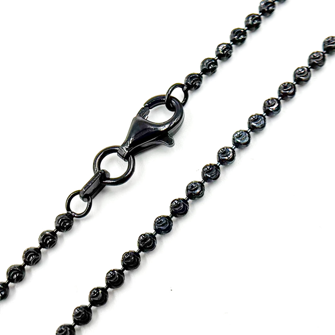 Black Rhodium Sterling Silver Bead Necklac