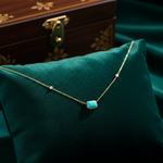 Load image into Gallery viewer, NT407401. 14K Solid Gold Rectangular Turquoise Fancy Tiny Necklace