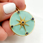 Load image into Gallery viewer, DP721A. Diamond Sterling Silver Star Enamel Pendant with Gemstone
