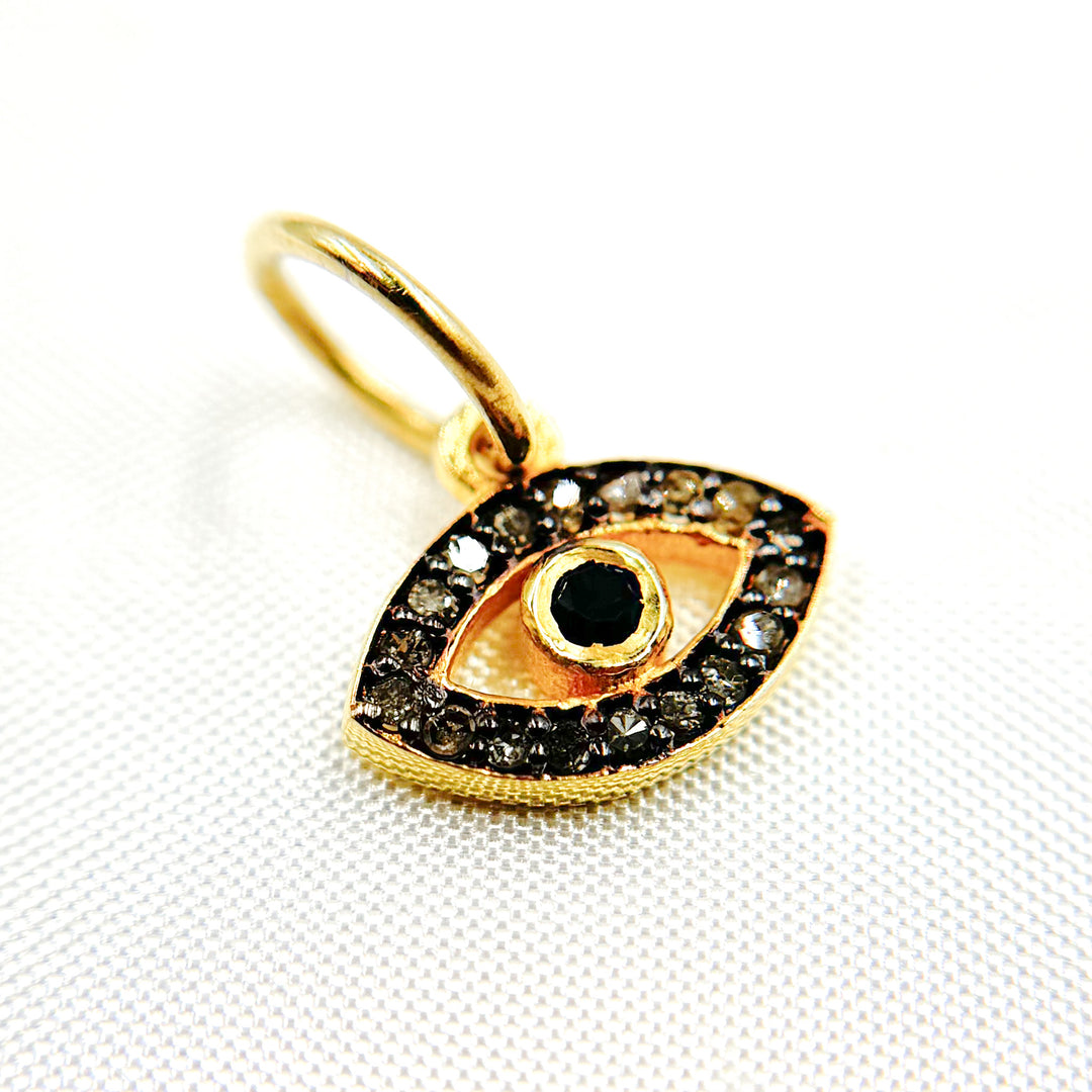 DC336. Diamond Sterling Silver Eye Charm with Gemstone