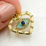 Load image into Gallery viewer, DP682A. Diamond Sterling Silver Heart Eye Enamel Pendant with Gemstone
