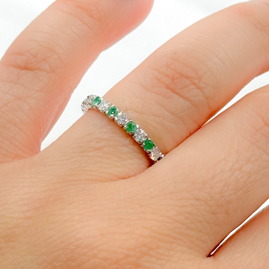 14k Solid Gold Emerald and Diamond Ring.