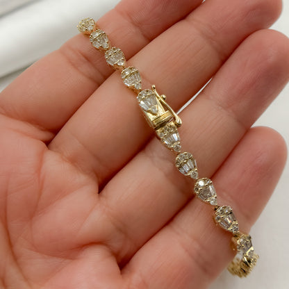 TJ0018. 14k Solid Gold Diamond Drop Bracelet