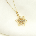 Load image into Gallery viewer, 14K Solid Gold Flower Charm with Diamonds. GDP324
