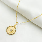 Load image into Gallery viewer, 14k Solid Gold Diamond Circle Star Charm. GDP544
