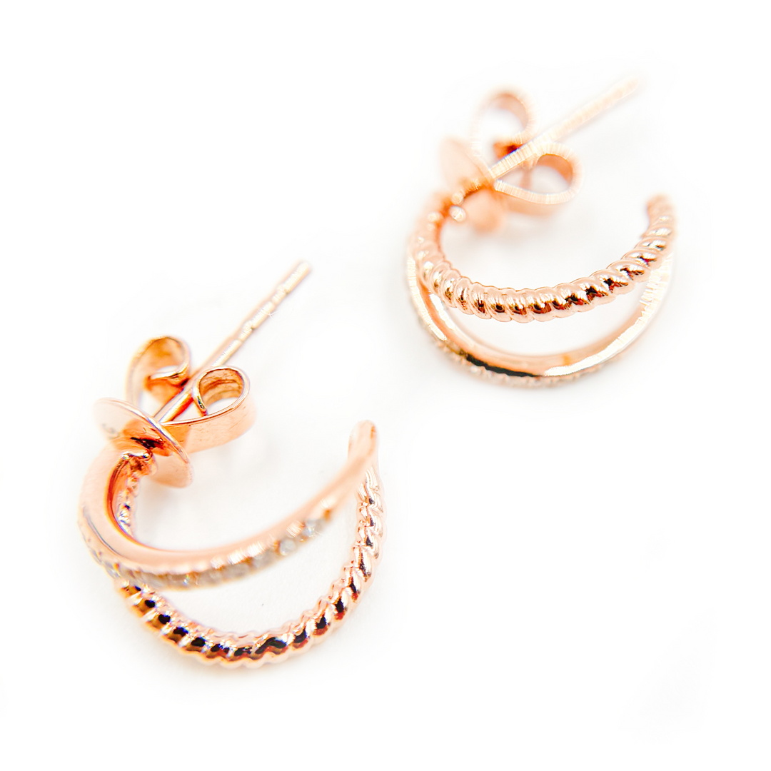 EFB53671. 14K Solid Rose Gold Diamond Stud Earrings