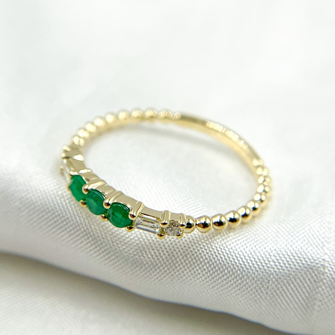 14K Solid Gold Diamond and Gemstone Ring