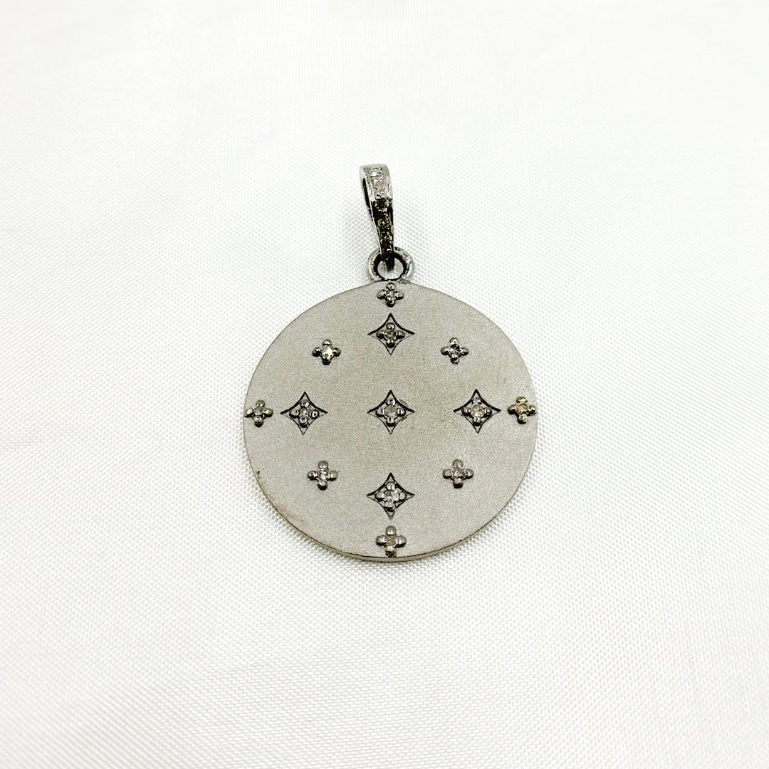 DP349. Diamond Sterling Silver Round Pendant