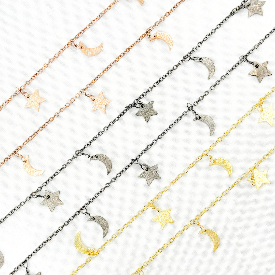 307SM. Star & Moon Shapes Dangle Wire Chain
