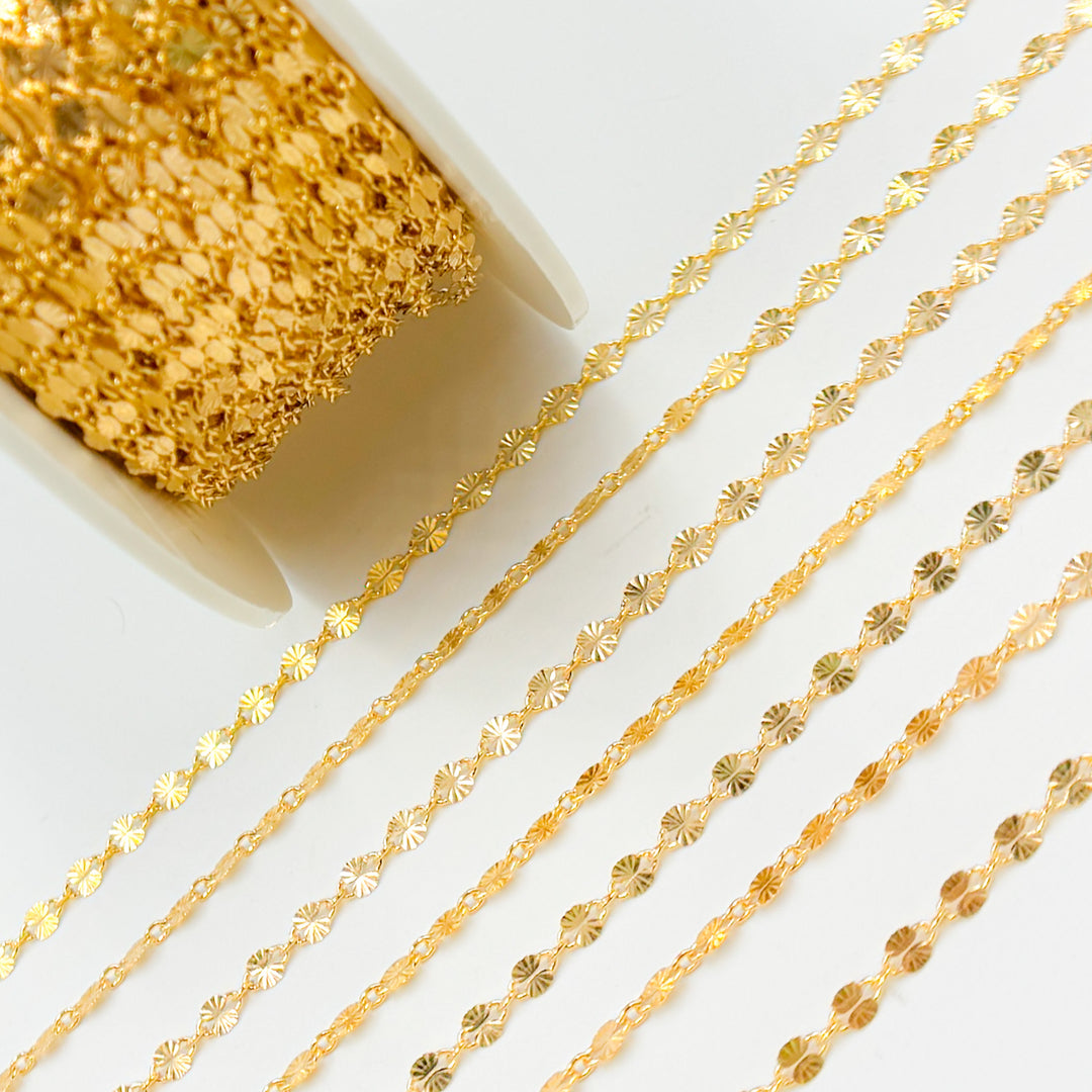 V299GF. 14k Gold Filled Diamond Cut Marina Link Chain