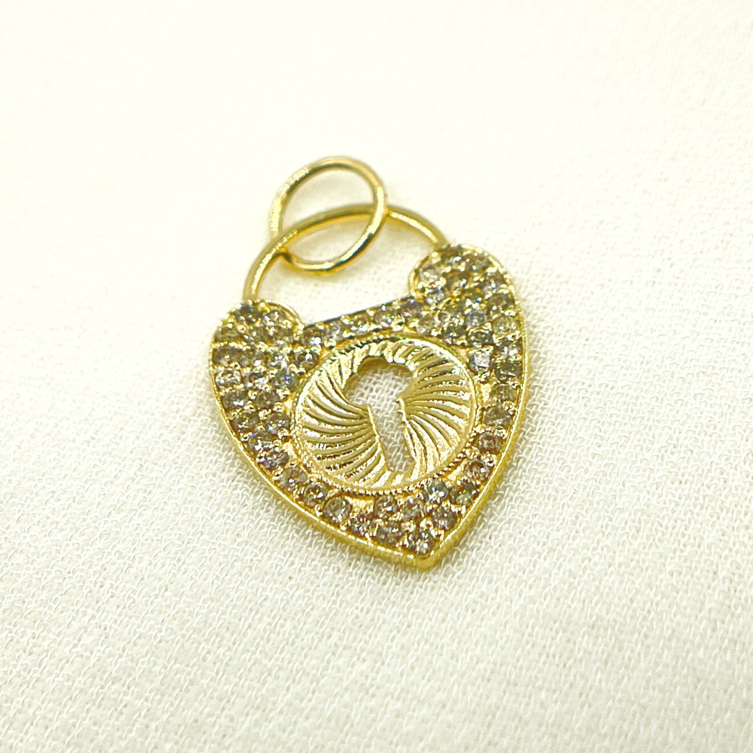 14K Solid Gold Diamond Heart Charm. GDP196