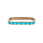 Load image into Gallery viewer, BNZ68318TQ. 14k Solid Gold Square Turquoise Bangle