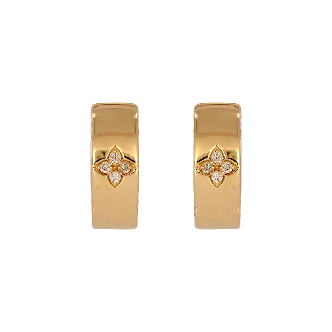 EHC57589. 14K Solid Yellow Gold Diamond Hoop Earrings