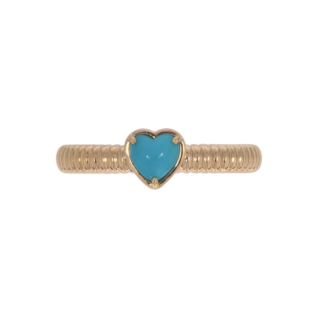 CR97283TQ5.  14K Solid Gold Turquoise Heart Ring
