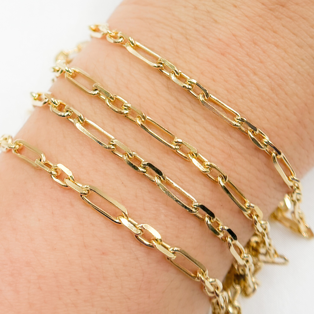 Z53GP. Gold Plated 925 Sterling Silver Diamond Cut Paperclip Link Chain