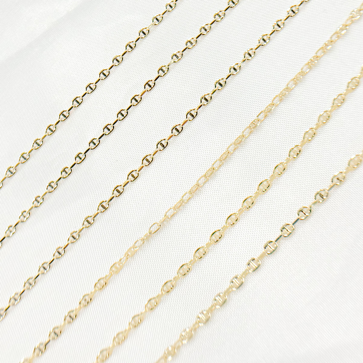 14K Solid Gold Smooth Marina and Cable Links Chain by Foot