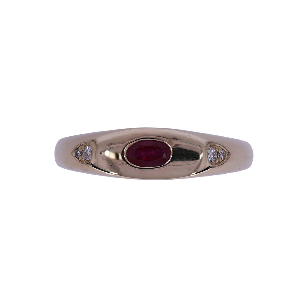 CR97280RU5X3. 14K Solid Gold Diamond and Ruby Ring
