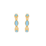 Load image into Gallery viewer, CE97071TQ5X2.5. 14K Solid Gold Diamonds and Turquoise Hoops