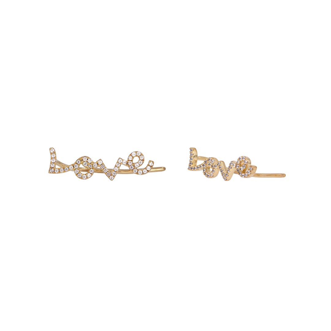 Buy 14K Yellow Gold and Diamonds LOVE Dangle Earrings