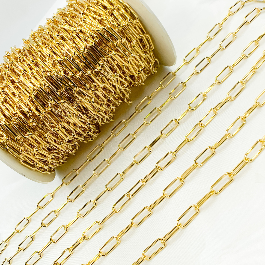 Gold Plated 925 Sterling Silver Smooth Paperclip Chain. V6GP