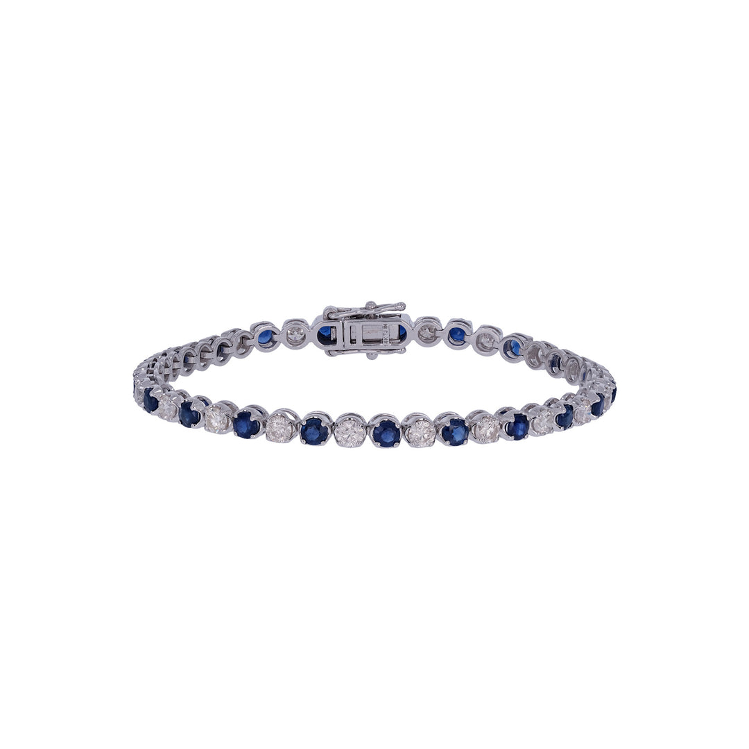BTQ65027. 14k Solid Gold Diamond and Blue Sapphire Bracelet