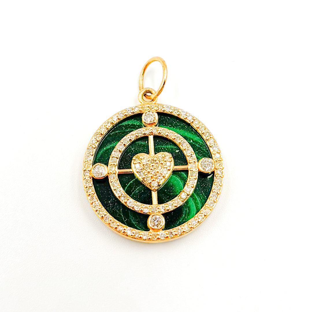 14K Gold Round Heart Pendant