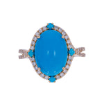 Load image into Gallery viewer, CR97320TQ14X10. 18K Solid Gold Diamond &amp; Turquoise Ring