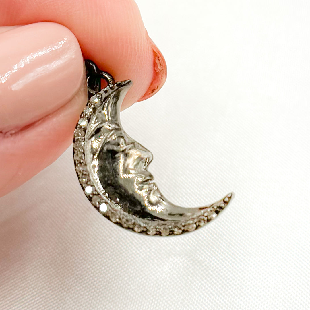 DP701. Diamond Sterling Silver Moon Pendant