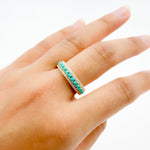Load image into Gallery viewer, RAE02246TQ. 14k Solid Gold Turquoise and Diamond Band Ring