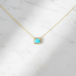 Load image into Gallery viewer, NT407129. 14K Solid Gold Octagon Turquoise Fancy Tiny Necklace