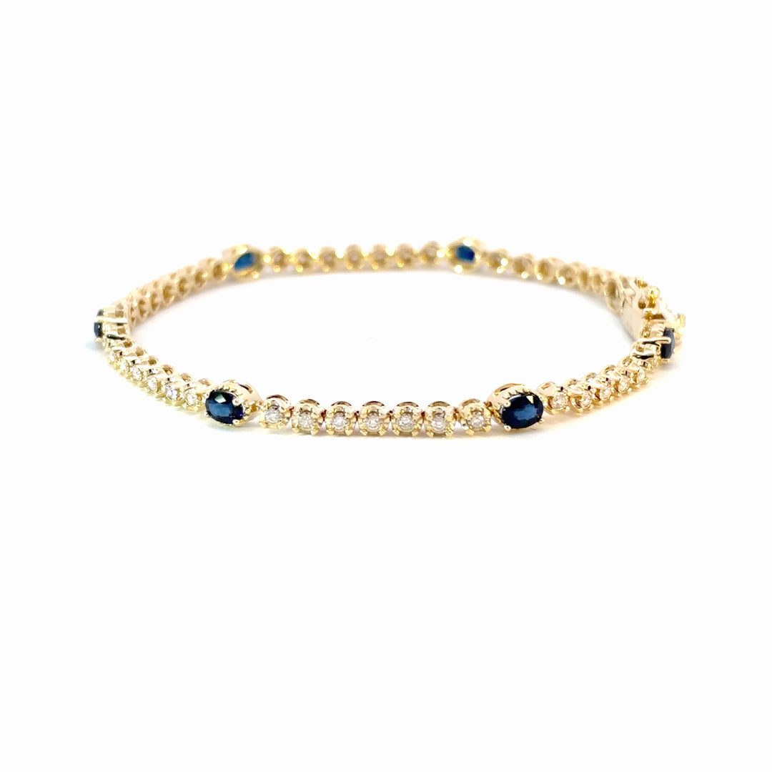 BR402701. 14K Gold Natural Blue Sapphire & Diamond Bracelet
