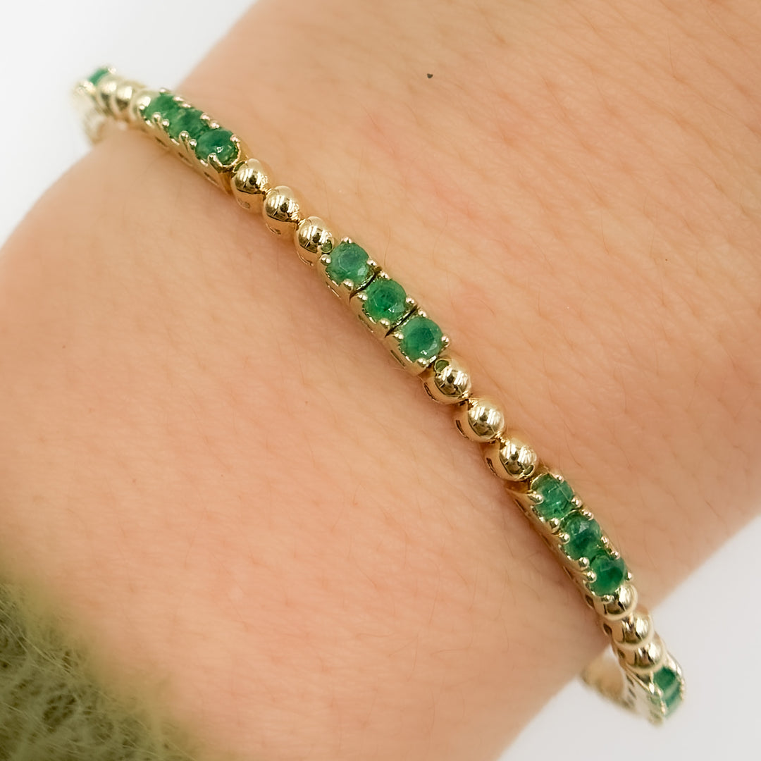 BNZ68568. 14K Solid Yellow Gold Gemstone Bangle